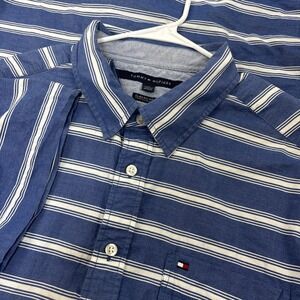 Tommy Hilfiger Mens Blue And‎ White Stripe Classic Fit 3XL Preppy Classic Casual